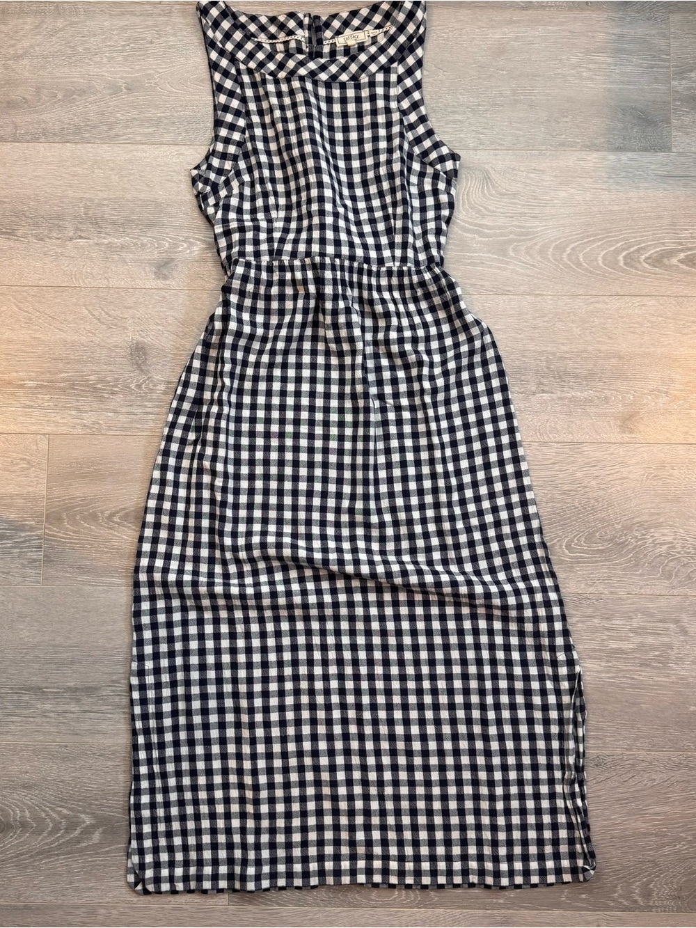 Fat Face Navy and White Gingham Maxi Dress